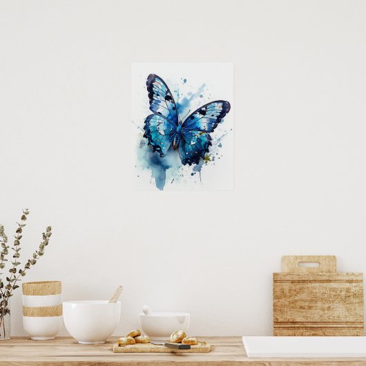 Azure Butterfly Art Print Poster (Keuken)