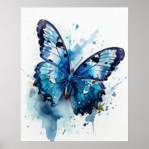 Azure Butterfly Art Print Poster