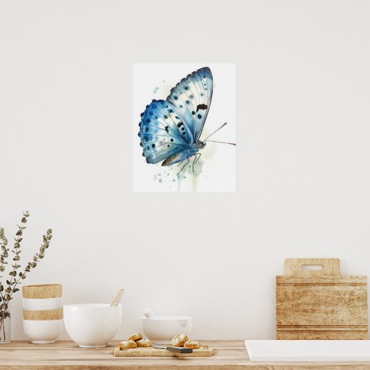 Azure Butterfly Art Print Poster (Keuken)