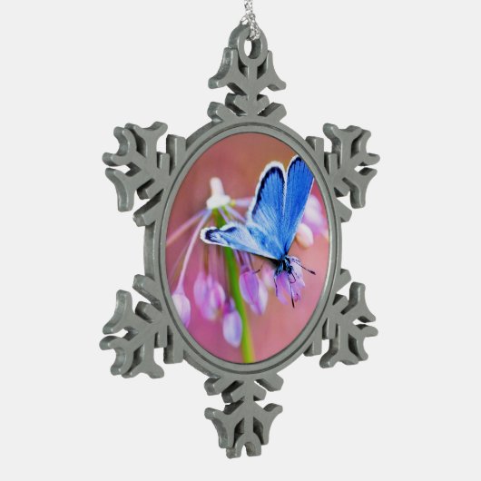 Azure Butterfly Tin Sneeuwvlok Ornament (Links)