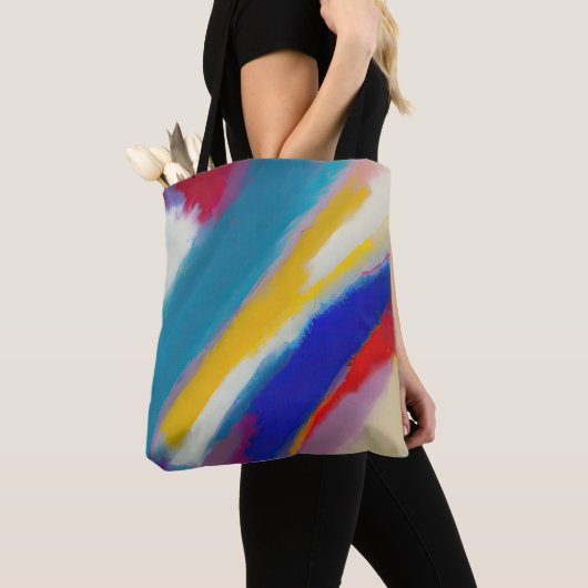 "Azure Cascade" Abstracte Kunst Tote Bag (Dichtbij)
