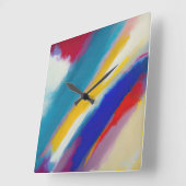 "Azure Cascade" Abstracte kunst Vierkante Klok (Hoek)