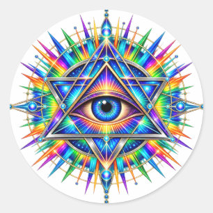 Azure Chevron Eye 3 inch ronde sticker