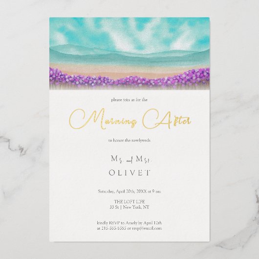 Azure Coast in Bloom Morning After Folie Uitnodiging (Voorkant)