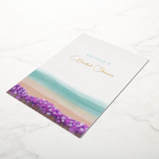 Azure Coast in Bloom Vrijgezellenfeest Folie Uitnodiging (Gedraaid)