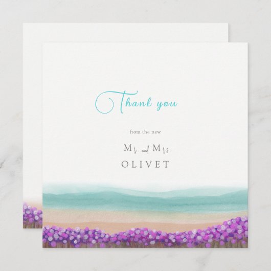 Azure Coast in Bloom Wedding Bedankt voor je kaart (Voorkant / Achterkant)