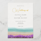 Azure Coast in Bloom Wedding Folie Uitnodiging (Voorkant)
