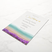 Azure Coast in Bloom Wedding Folie Uitnodiging (Gedraaid)