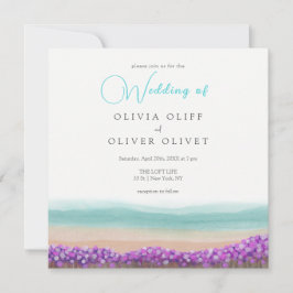 Azure Coast in Bloom Wedding Invitation Kaart
