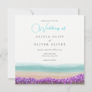 Azure Coast in Bloom Wedding Invitation Kaart