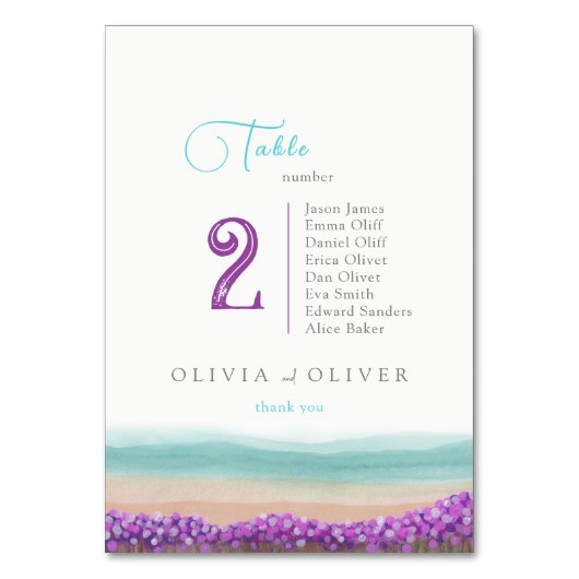 Azure Coast in Bloom Wedding Kaart (Achterkant)