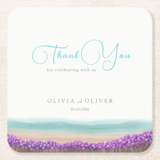 Azure Coast in Bloom Wedding Kartonnen Onderzetters (Voorkant)