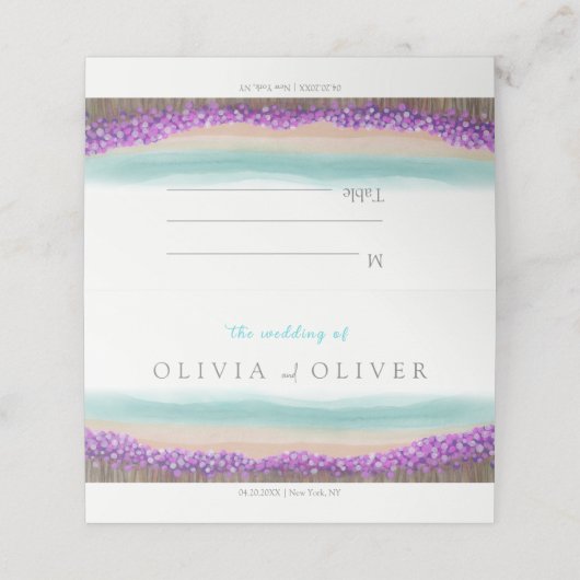 Azure Coast in Bloom Wedding Plaatskaartje (Buitenkant ongevouwen)