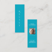 Azure Customizable Photo Mini Business Card Visitekaartje (Voorkant / Achterkant)