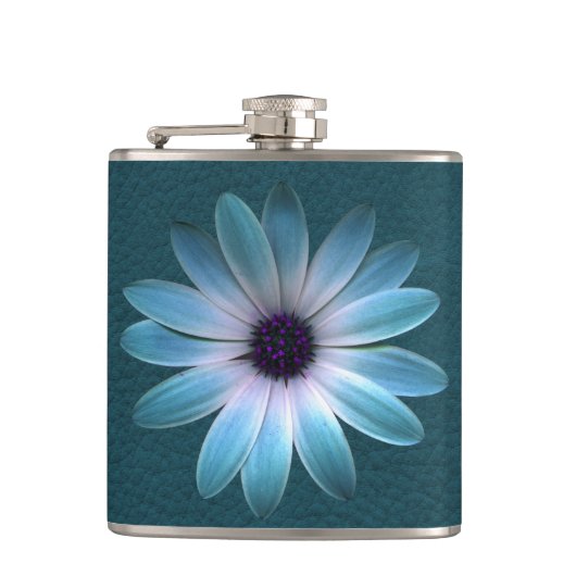 Azure Daisy on Dark Till Leather Print Heupfles (Voorkant)