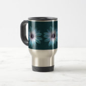 Azure Daisy on Dark Till Leather Print Reisbeker (Voorkant links)
