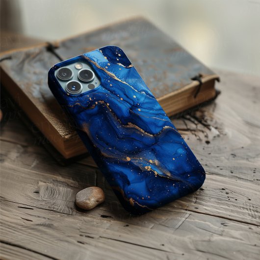 Azure Dominion – Luxe Blauwe & Gouden Marmer Case-Mate iPhone Case