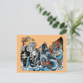Azure Dragon en White Tiger. Illustratie Briefkaart (Staand voorkant)