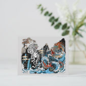 Azure Dragon en White Tiger. Illustratie Briefkaart (Staand voorkant)