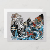 Azure Dragon en White Tiger. Illustratie Briefkaart (Voorkant / Achterkant)