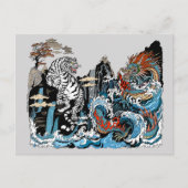 Azure Dragon en White Tiger. Illustratie Briefkaart (Voorkant)