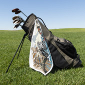 Azure Dragon en White Tiger. Illustratie Golfhanddoek (Groen)