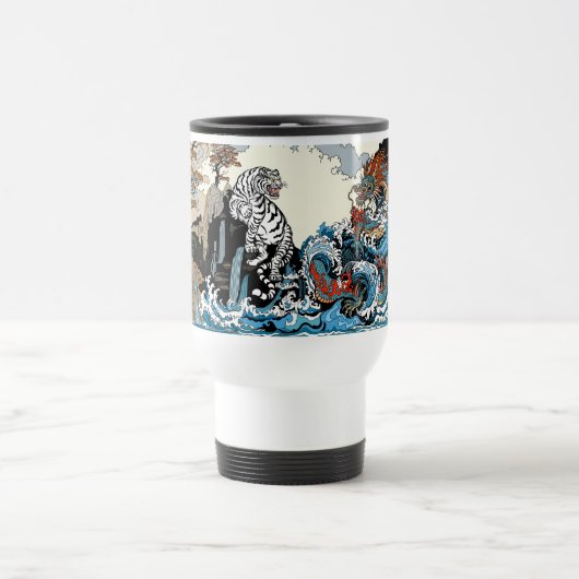 Azure Dragon en White Tiger. Illustratie Reisbeker (Center)