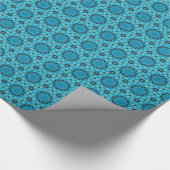 Azure Dreams Turquoise Fractal Stars op Blauwgroen Cadeaupapier (Hoek)