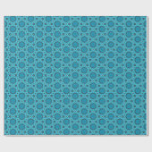 Azure Dreams Turquoise Fractal Stars op Blauwgroen Cadeaupapier (Vlak)