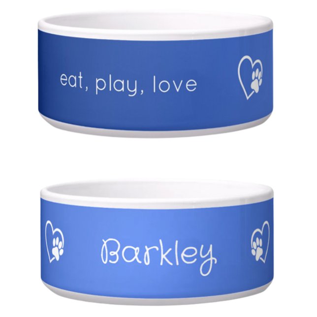 Azure 'eat play love' Dog Name Bowl Voerbakje (Creator heeft geüpload)