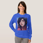 "Azure Elegance: Blauw Full Sleeve T-shirt voor da (Voorkant volledig)