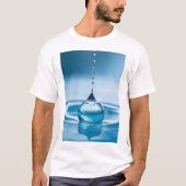 "Azure Elegance - Lichtblauwe waterdruppel op Whi T-shirt (Voorkant)