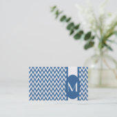 Azure Elegant Chevron Monogram Visitekaartje (Staand voorkant)