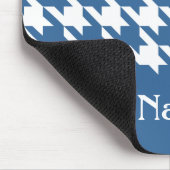 Azure Elegant Houndstooth met aangepaste naam Muismat (Hoek)