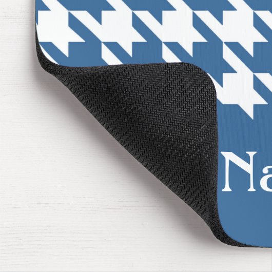 Azure Elegant Houndstooth met aangepaste naam Muismat (Hoek)