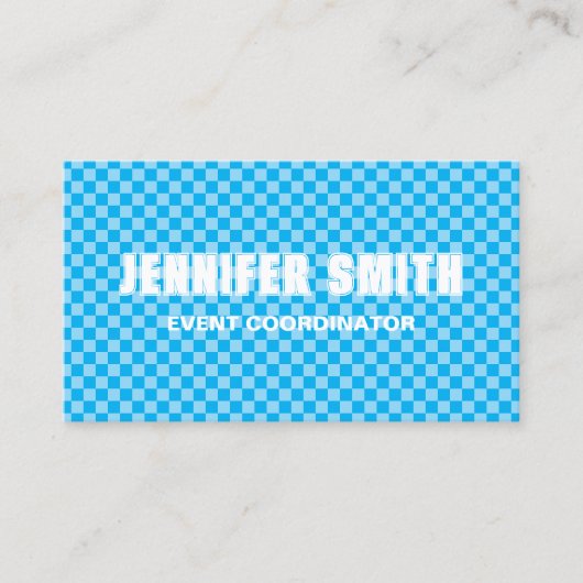 Azure en Blue Checkerboard minimalistisch Visitekaartje (Voorkant)