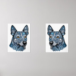 Azure en Indigo de Blue Heeler Twins Muurkunst Sets
