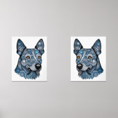 Azure en Indigo de Blue Heeler Twins Muurkunst Sets (Voorkant)