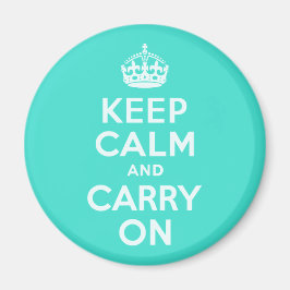 Azure en Turquoise Keep Calm en Carry On Magneet