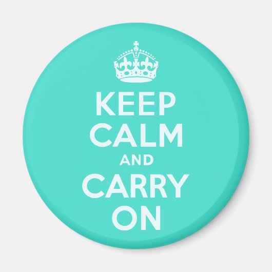 Azure en Turquoise Keep Calm en Carry On Magneet (Voorkant)