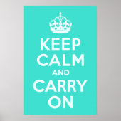 Azure en Turquoise Keep Calm en Carry On Poster (Voorkant)