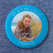 Azure en White 40 & Fabulous Photo Ronde Button 5,7 Cm