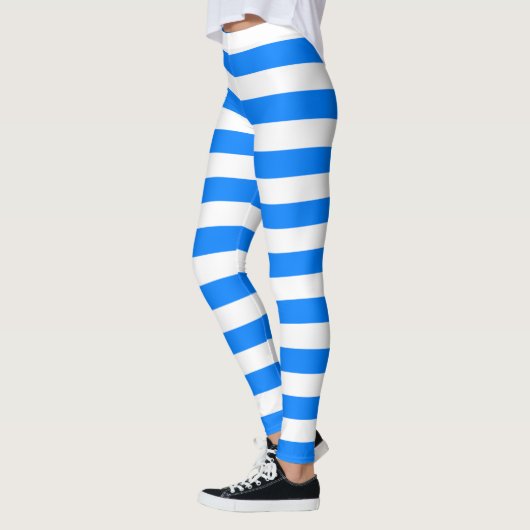 Azure en witte kleur horizontaal gestreept leggings (Links)
