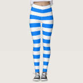 Azure en witte kleur horizontaal gestreept leggings (Voorkant)