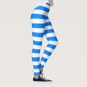 Azure en witte kleur horizontaal gestreept leggings (Rechts)