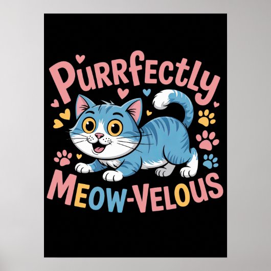 Azure Feline Meow-velousness Poster (Voorkant)