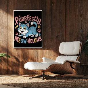 Azure Feline Meow-velousness Poster