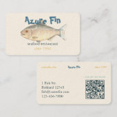 Azure Fin Classic Fish Restaurant QR-code Visitekaartje (Voorkant / Achterkant)
