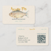 Azure Fin Classic Fish Restaurant QR-code Visitekaartje (Voorkant / Achterkant)