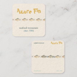 Azure Fin Coastal Fish Pattern Vis Restaurant Vierkante Visitekaartje